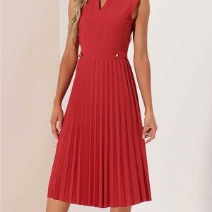 Allegra K Red Sleeveless Midi Dress